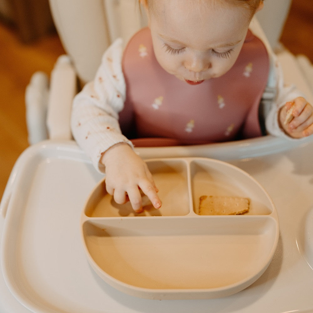 Petite&Mars Premium Silicone Divided Oval Plate - Desert Sand Take&Match Collection (6+ months)