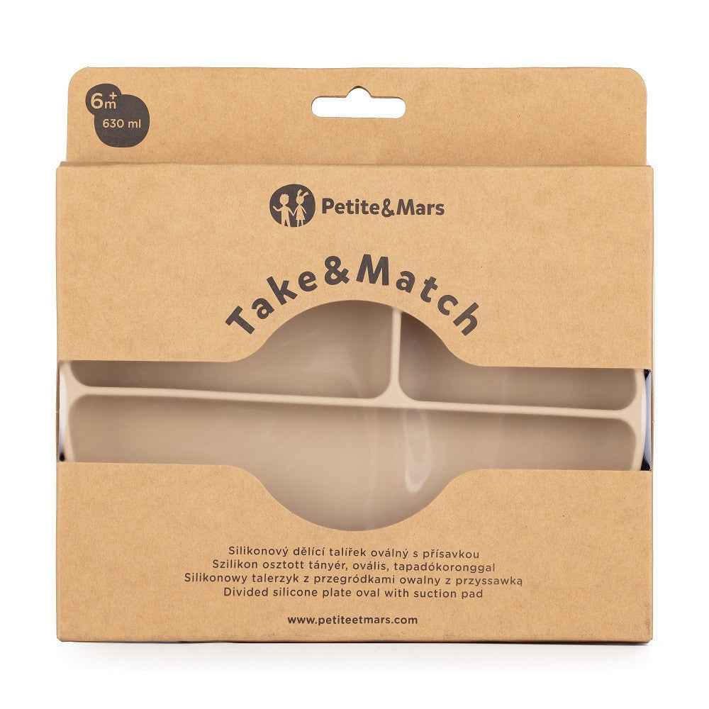 Petite&Mars Premium Silicone Divided Oval Plate - Desert Sand Take&Match Collection (6+ months)