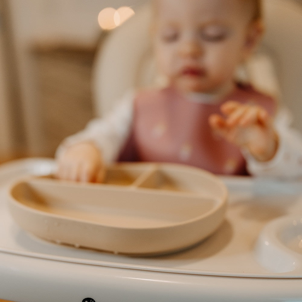 Petite&Mars Premium Silicone Divided Oval Plate - Desert Sand Take&Match Collection (6+ months)