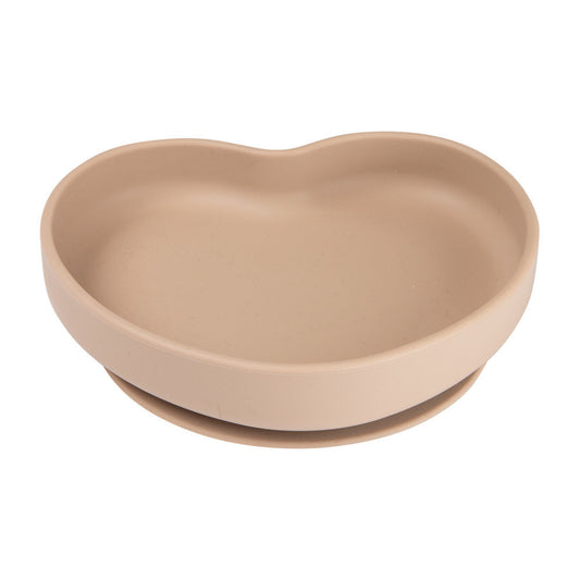 Canpol Babies Premium Heart-Shaped Silicone Plate with Suction Cup - Beige Elegance