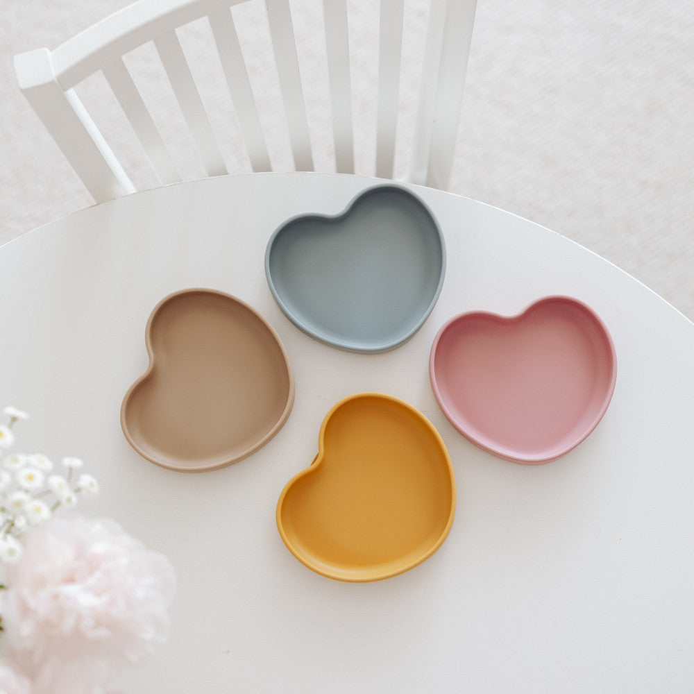Canpol Babies Premium Heart-Shaped Silicone Plate with Suction Cup - Ocean Blue Collection