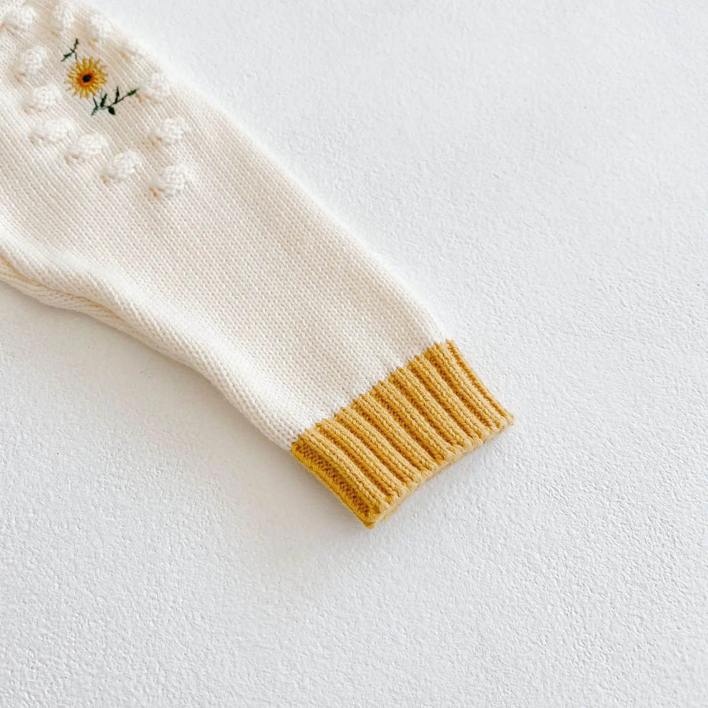 Spring Baby Girl Rompers Girl Long Sleeves Knit Sunflower Embroider Rompers Autumn Baby Girl Newborn Rompers Clothes