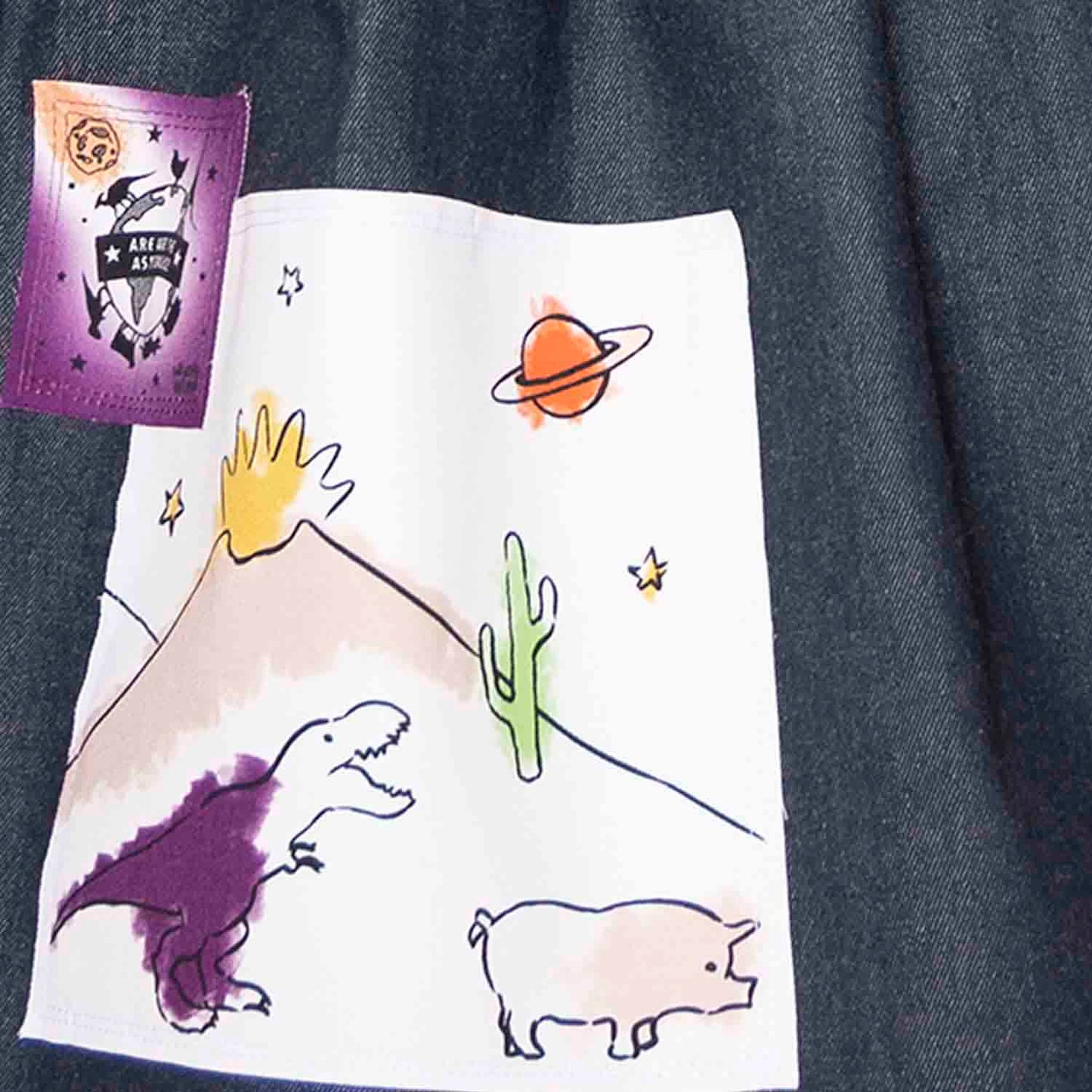 Blue Denim Skirt with Appliqué-2