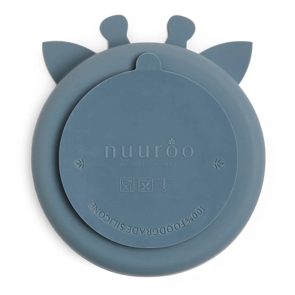 NUUROO Premium Divided Silicone Plate - Ocean Blue Giraffe Scandinavian Collection