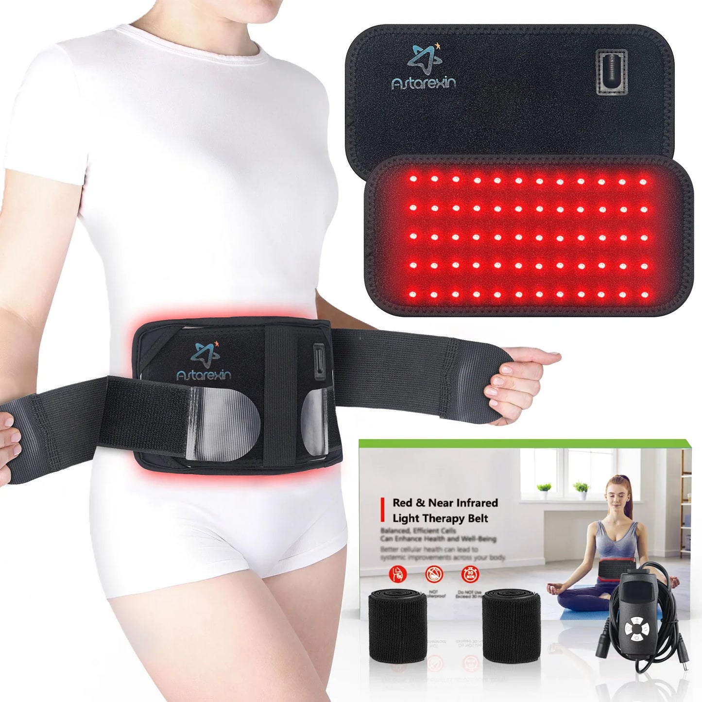 NNEOBA 60-LED Red Infrared Light Therapy Belt Black-4