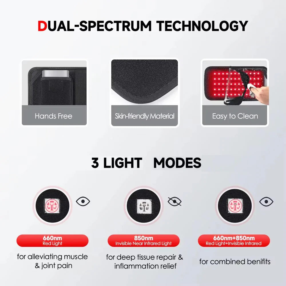 NNEOBA 60-LED Red Infrared Light Therapy Belt Black-2