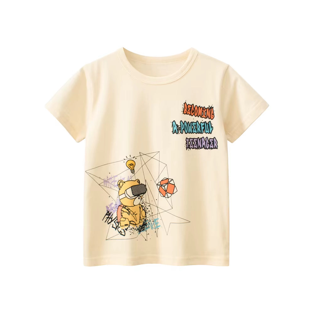 2025 Summer Children Short Sleeve T-Shirts for Girl Printed Bear Baby Girl Top 2-8 Years Baby Girl T Shirts Toddler Girl Clothes