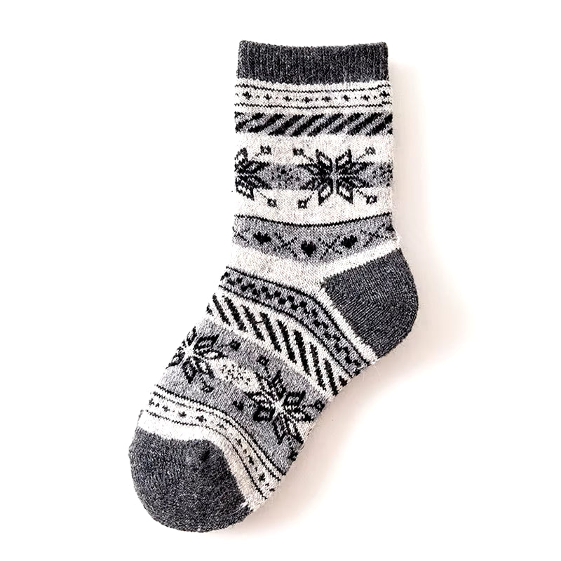 Children Winter Wool Socks Fair Isle Jacquard Weave Pattern Socks for Boys Girls Warm Thick Socks Kids Christmas Footwear Baby