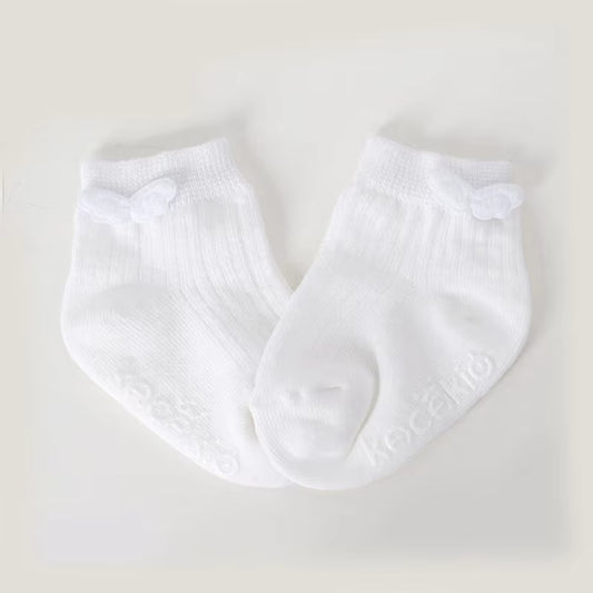 Cute Baby Socks Cotton Non Slip Baby Angel Wing Socks Little Boys Girls Kids Princess Crew Socks White Pink Blue Birthday Funny