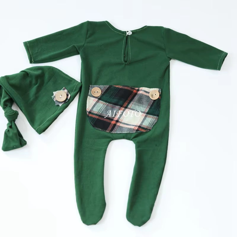 Newborn Photography Props Outfits Baby Girl Boy Clothing + Hat Christmas Birthday Rompers Photo Shoot Studio Accessories Flokati