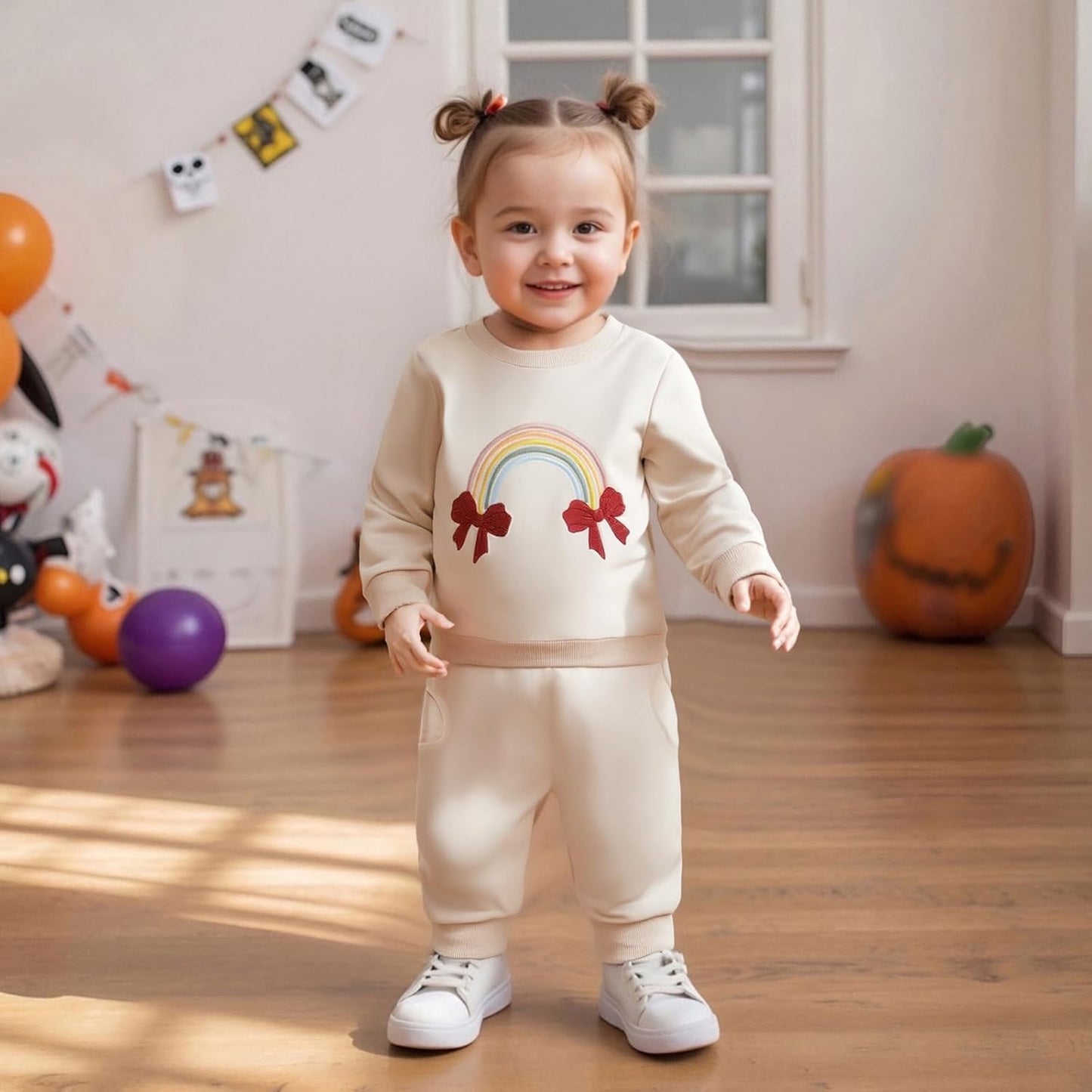 Newborn Baby Girls Clothes Cotton Suit Cute Baby Kid Infant Toddler Play Wear Rainbow Outfits