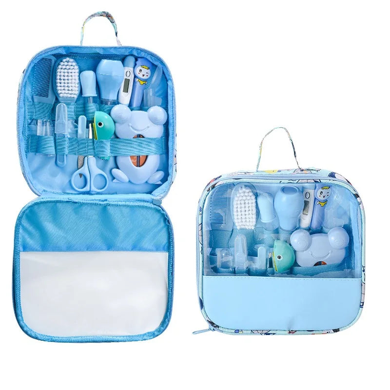 Baby Care Kit Kid Multi-Functional Nail Clipper Comb Hair Thermometer Grooming Brush Kit Scissors Baby Health Care Set Newborn