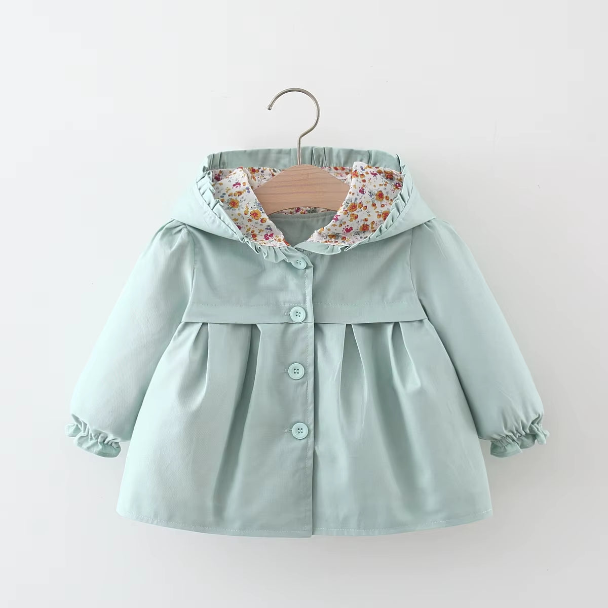 Baby Girl Jacket Autumn Long Sleeve Cotton Windbreak 0-3 Years Old Hooded Jacket for Baby Girl