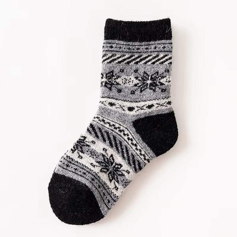 Children Winter Wool Socks Fair Isle Jacquard Weave Pattern Socks for Boys Girls Warm Thick Socks Kids Christmas Footwear Baby