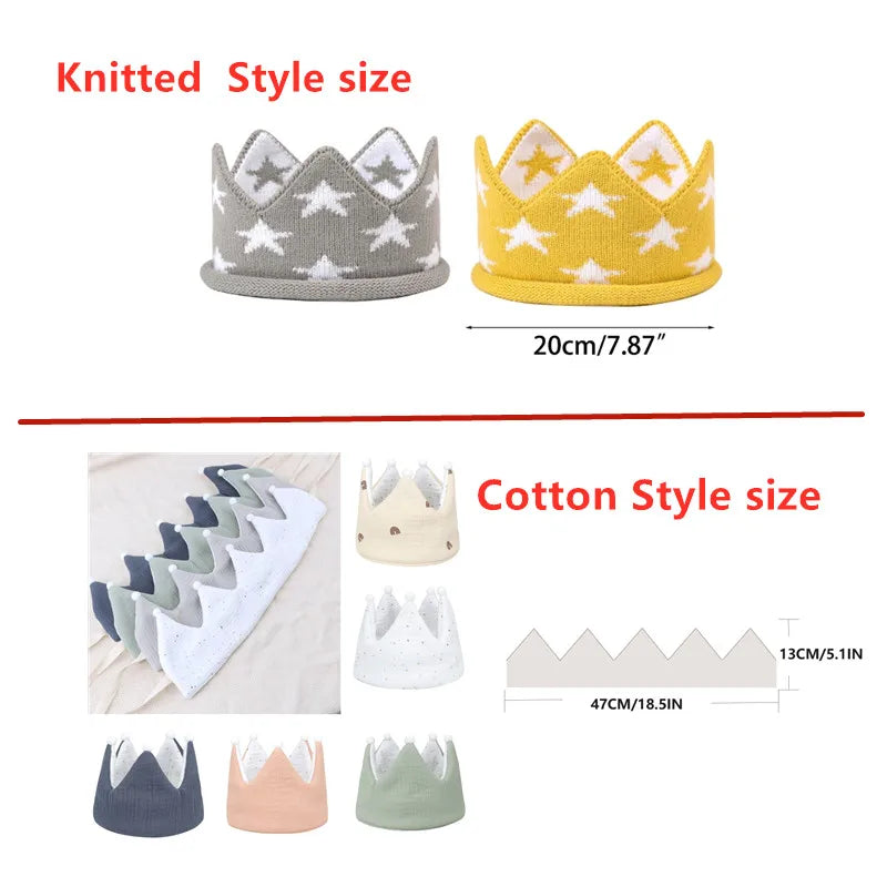 Star Crown Baby Hat Photography Props Autumn Winter Knit Newborn Baby Girl Boy Hat Turban Infant Crown Birthday Party Hat Cap