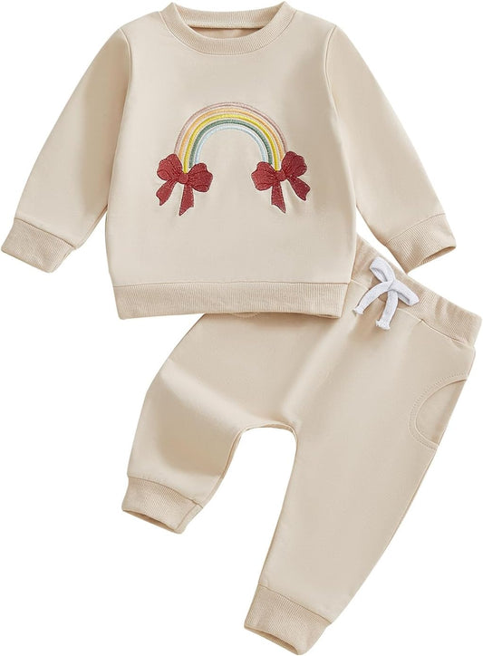Newborn Baby Girls Clothes Cotton Suit Cute Baby Kid Infant Toddler Play Wear Rainbow Outfits