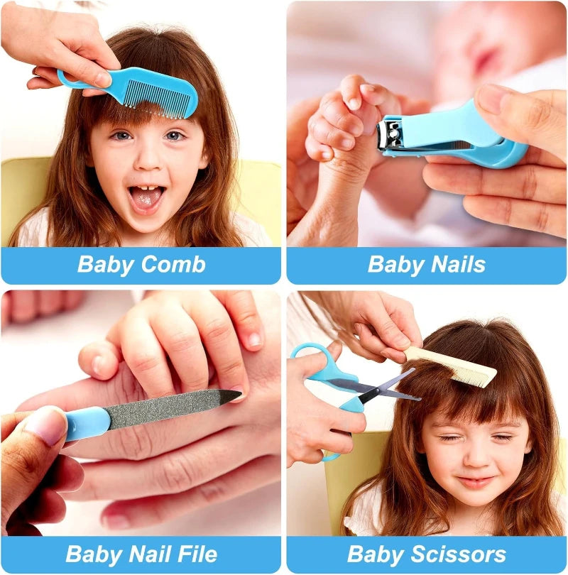 Baby Care Kit Kid Multi-Functional Nail Clipper Comb Hair Thermometer Grooming Brush Kit Scissors Baby Health Care Set Newborn