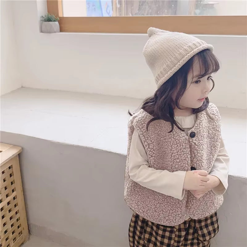 Children'S Double Vest Baby Girl and Boy Plush Vest Baby Girl Winter Clothes Toddler Girl Vest