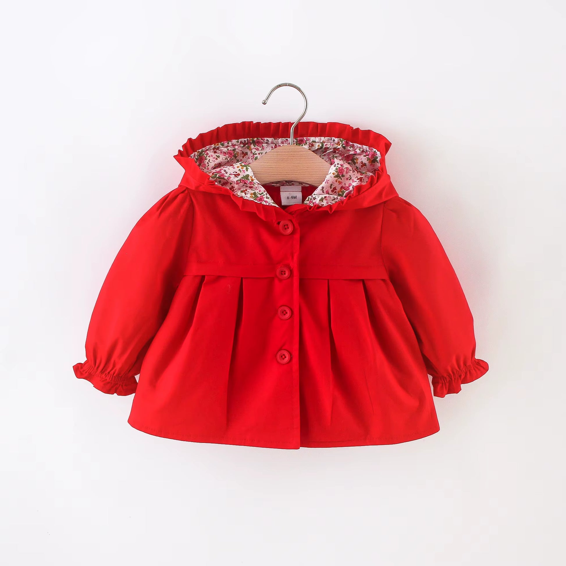 Baby Girl Jacket Autumn Long Sleeve Cotton Windbreak 0-3 Years Old Hooded Jacket for Baby Girl