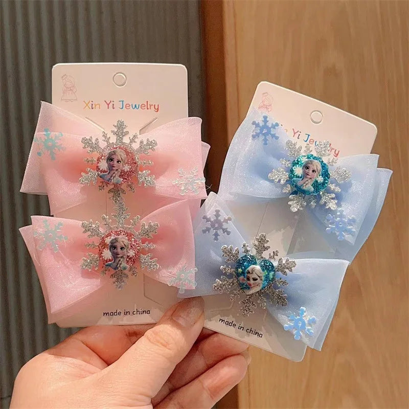 2Pcs Toddler Girl Hairclip Princess Girl Bow Hair Clips Baby Girl Party Gift