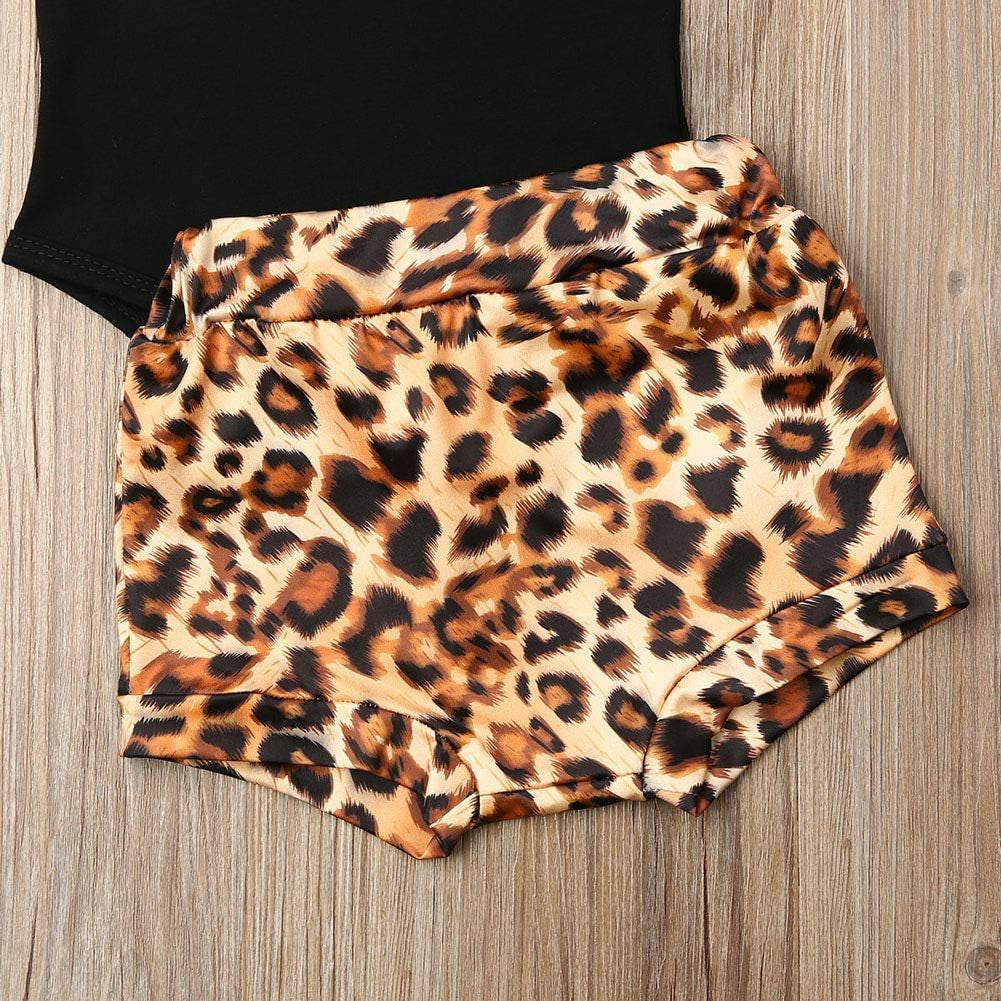 Newborn Baby Girl Cotton Ruffled Short Sleeve Bodysuit Tops + Floral Shorts Baby Girl Clothes Set (A Black Mama'S Mini, 0-3M)