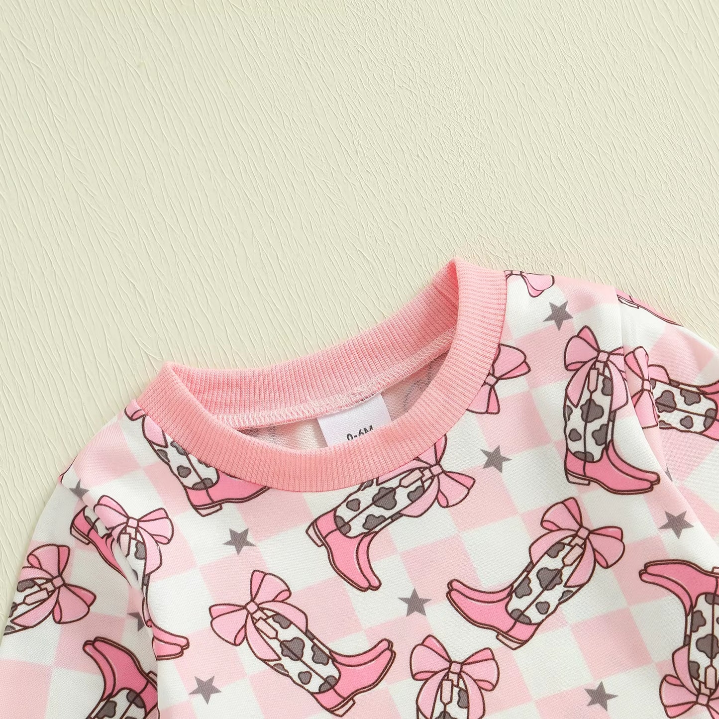 2025-05-23  Toddler Girls Western Outfits Boot Plaid Print Long Sleeve Sweatshirt and Elastic Pants Set Baby Clothes