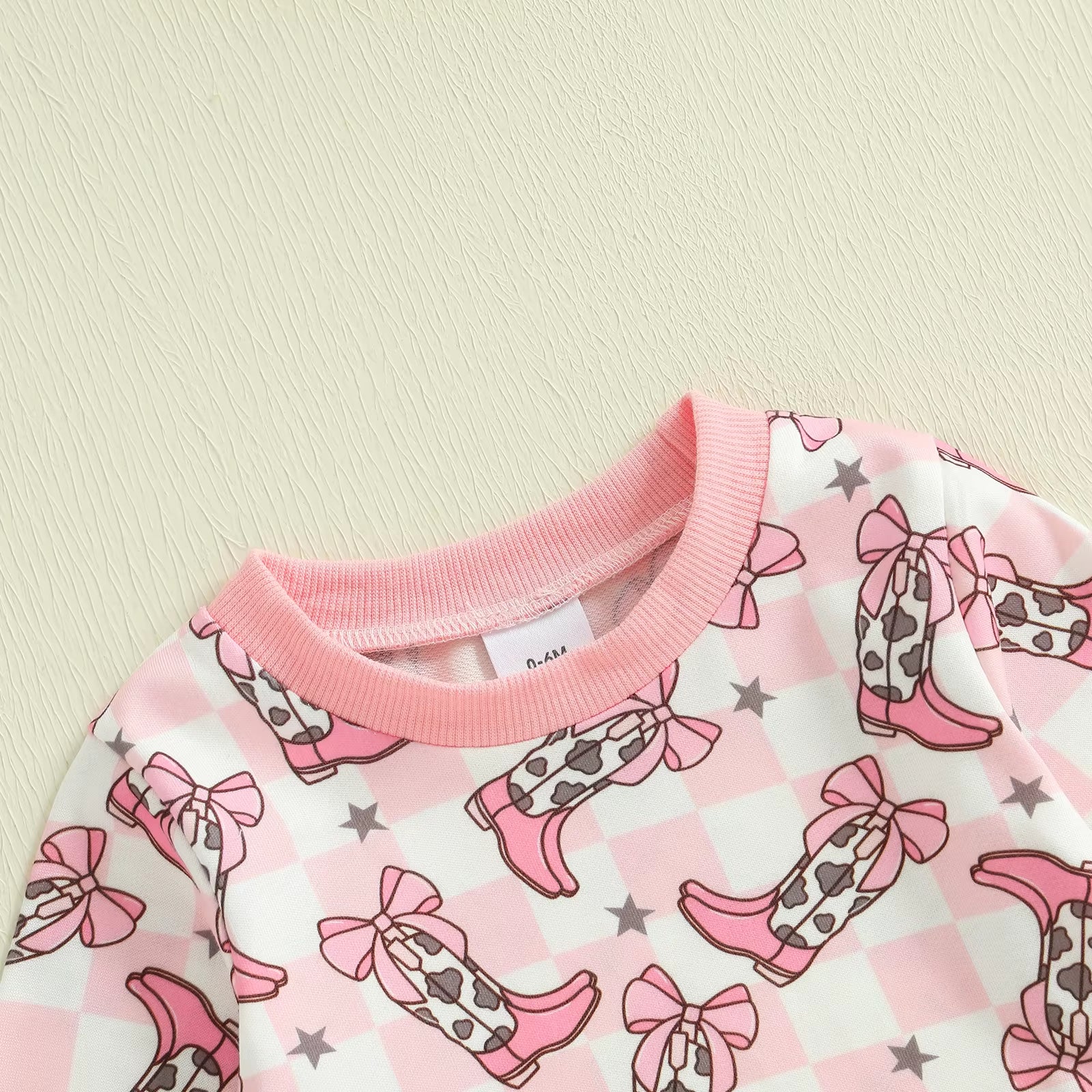 2025-05-23  Toddler Girls Western Outfits Boot Plaid Print Long Sleeve Sweatshirt and Elastic Pants Set Baby Clothes