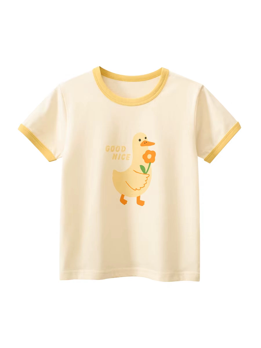 2025 Summer Children Short Sleeve T-Shirts for Girl Printed Bear Baby Girl Top 2-8 Years Baby Girl T Shirts Toddler Girl Clothes