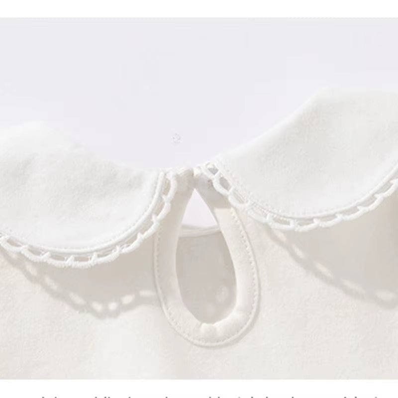 Autumn Spring 0-24M Baby Girl Clothing Toddler Baby Girl Romper Long Sleeved Cotton White Infant Baby Girls Jumpsuit