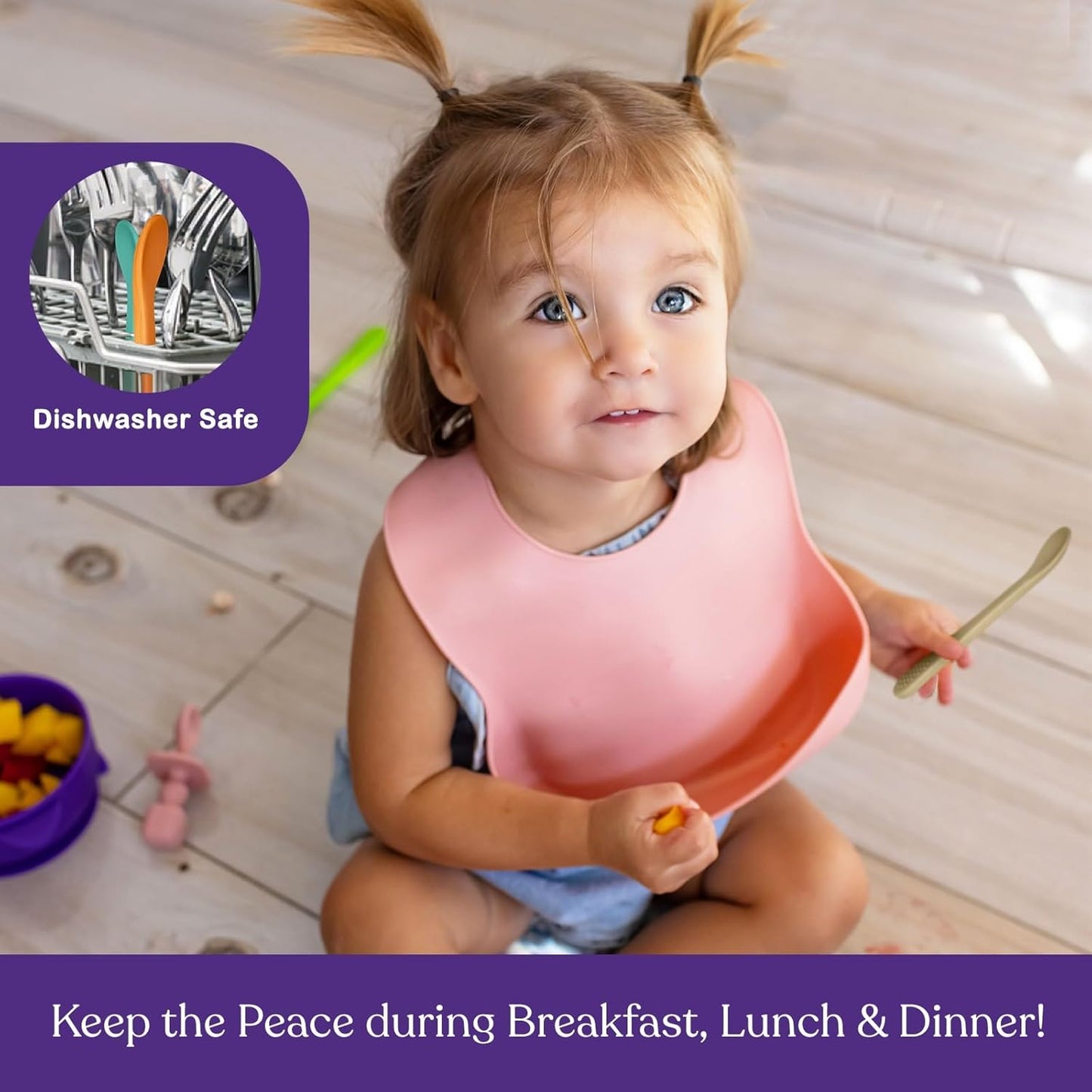 Silicone Baby Spoon Self Feeding Utensil First Stage Infant Feeding Spoon - Soft & Gentle on Gums - BPA Free Set (Pastel3)