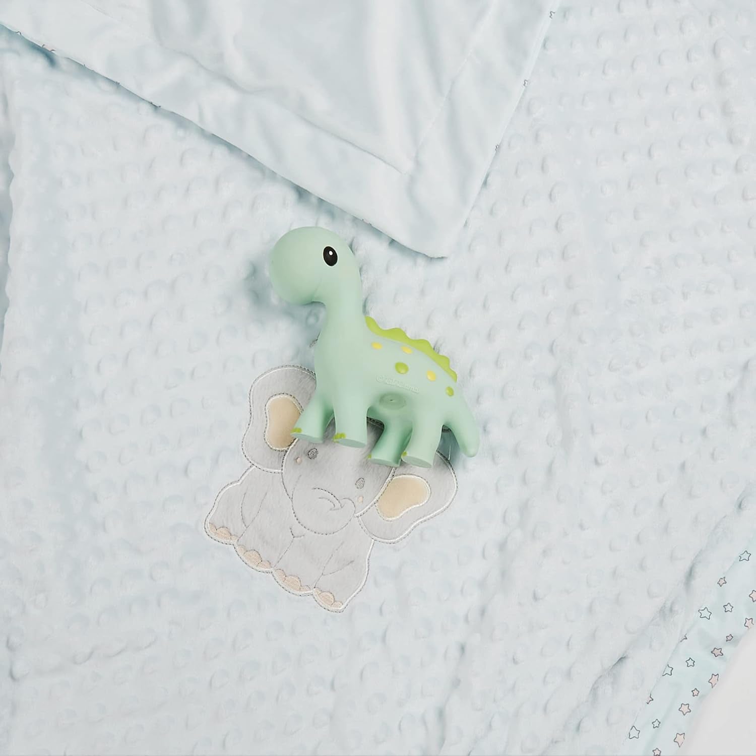 Baby Teething Toys, Dinosaur Teether for Toddler & Baby Boys and Girls, 100% Natural Rubber Squeaker, Bpa-Free, Soothe Sore Itchy Gums & Teething Pain (Dinosaur)