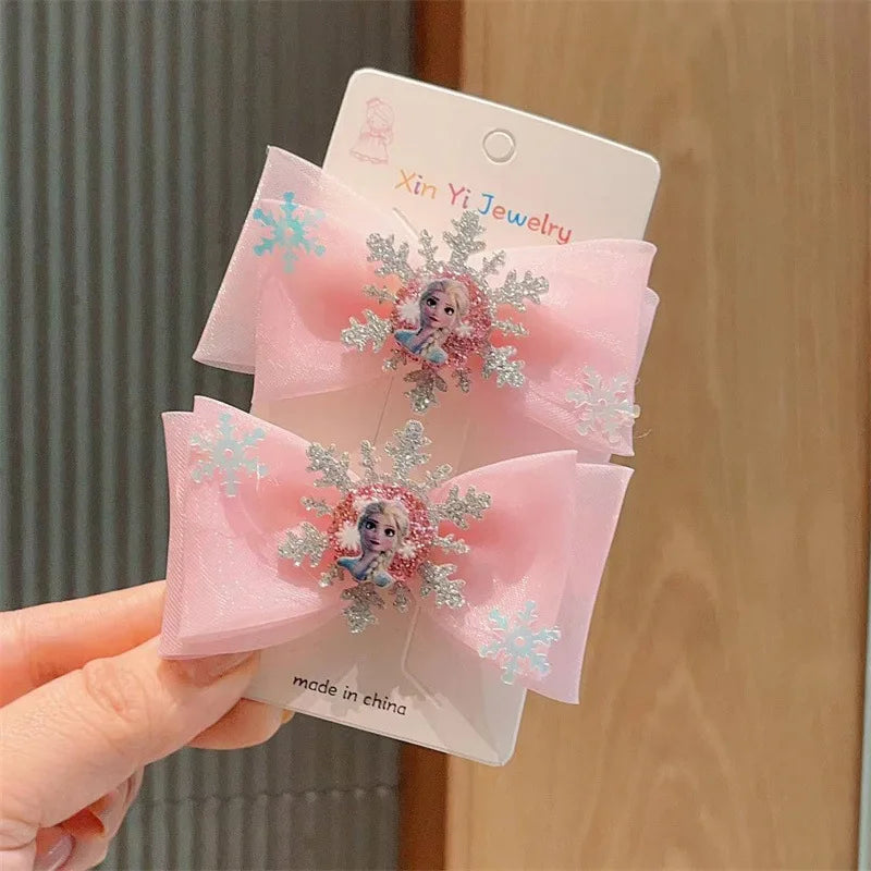 2Pcs Toddler Girl Hairclip Princess Girl Bow Hair Clips Baby Girl Party Gift