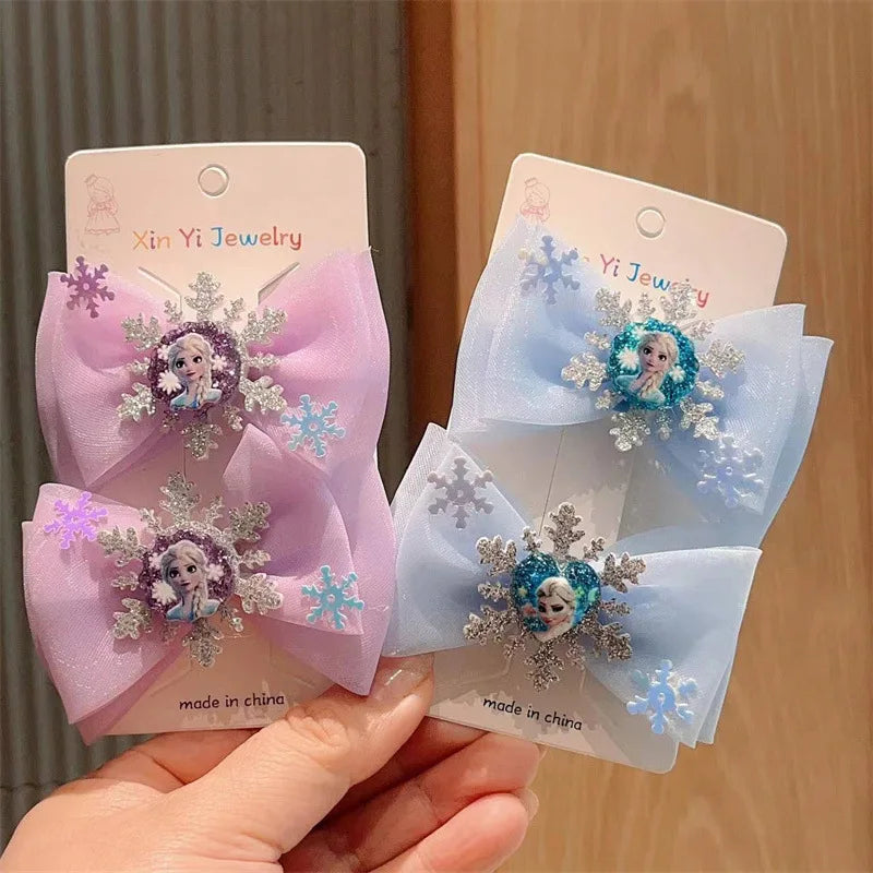 2Pcs Toddler Girl Hairclip Princess Girl Bow Hair Clips Baby Girl Party Gift